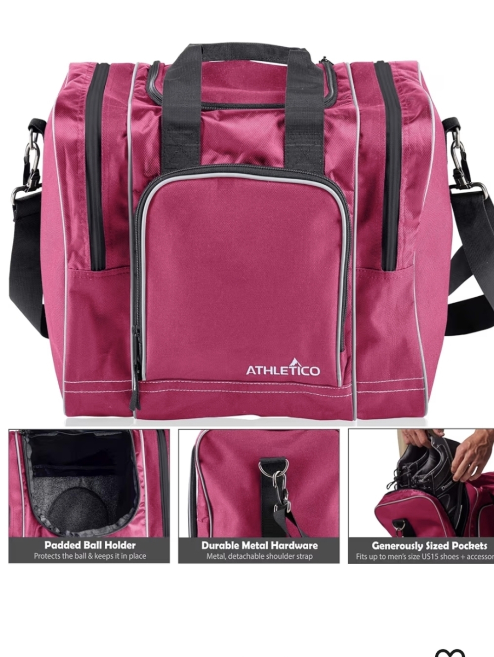 NEW Athletico Bowling Duffel Bag in Pink